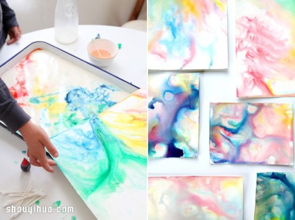 Milk tie-dye handmade DIY magical abstract paintings