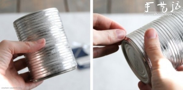 Tutorial on using tin can waste to make a DIY vase