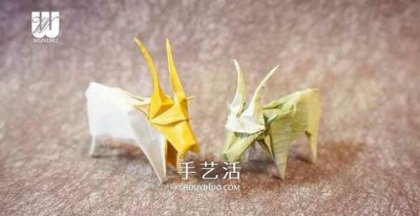 How to make a realistic goat origami with hand-made origami 3D goat illustration