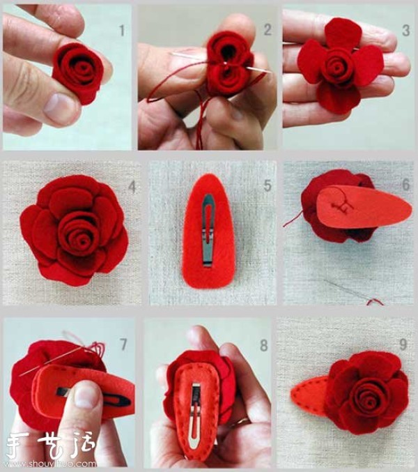 DIY rose hairpin handmade rose hairpin