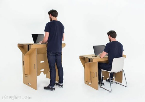 Portable foldable computer desk designed and made using corrugated cardboard