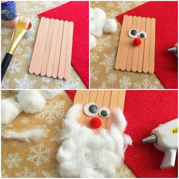 A tutorial on making handmade Santa Claus with ice cream sticks and making it for young children