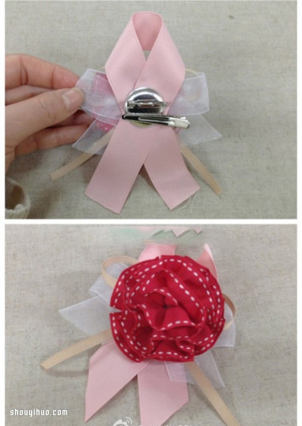 An illustrated tutorial on how to make handmade hairpins with gorgeous silk ribbons and flowers