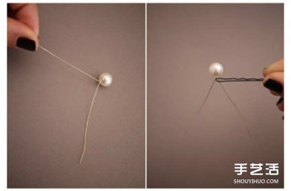 Tutorial on how to make your own pearl hairpins, simple DIY pearl hairpins with illustrations