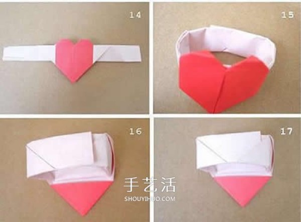 How to fold a Valentines Day heart-shaped ring, easy to learn how to fold a love ring