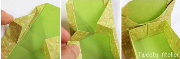 Simple origami gift box illustration of how to fold a rectangular gift box