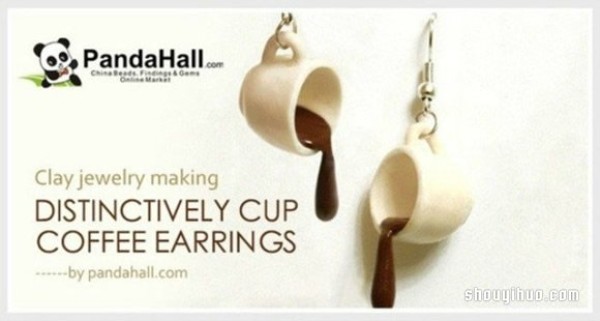 Illustration of how to DIY ultra-light clay to make personalized coffee cup hanging ornaments