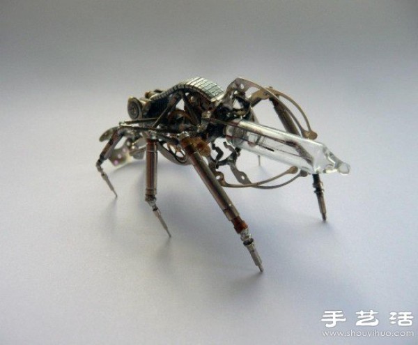 Watch parts + old light bulbs, awesome DIY mechanical insect army