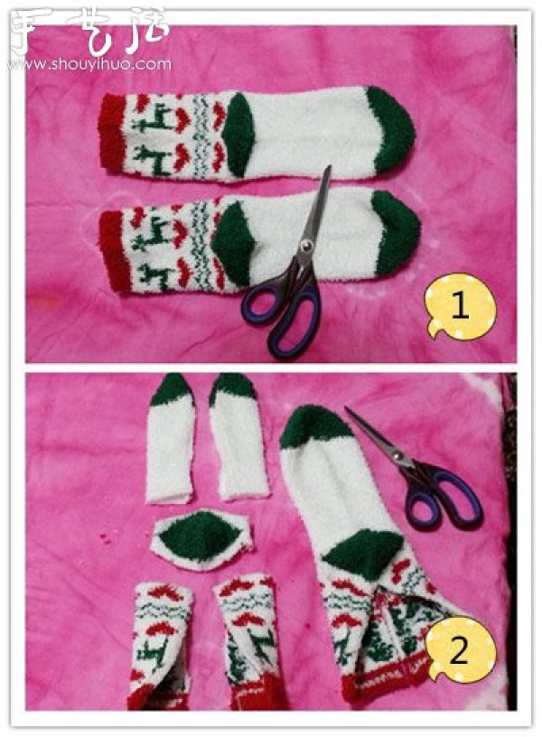 Plush socks DIY to make a "Christmas Bunny" doll