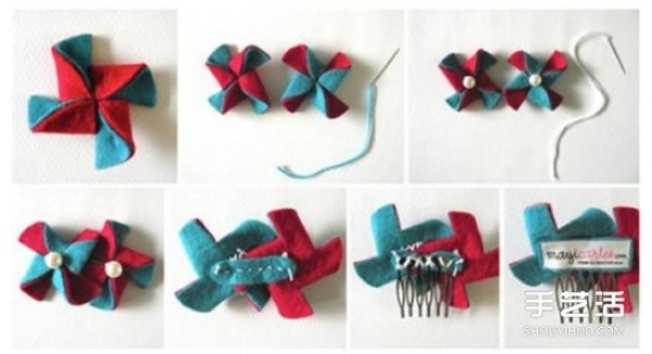 Fabric Windmill Hairpin Making Tutorial, Windmill Hairpin and Hair Accessory DIY Illustration