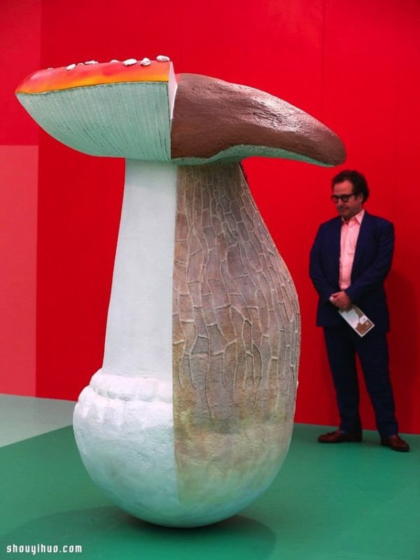 Weird and cute giant mushroom installation sculpture