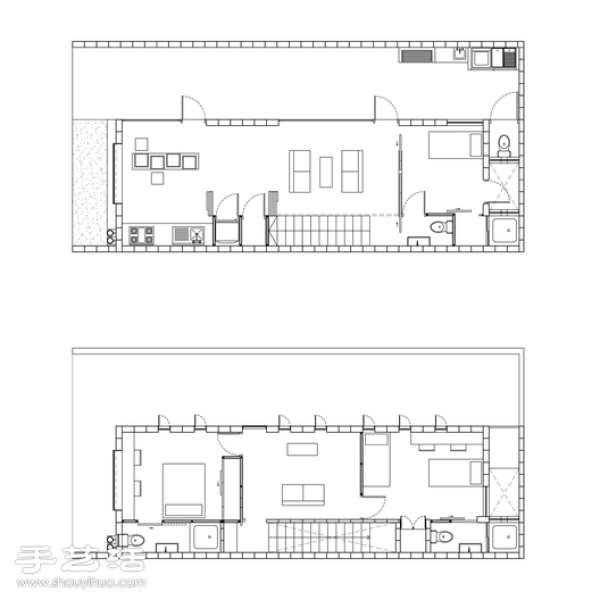 Modern Box House made of concrete blocks