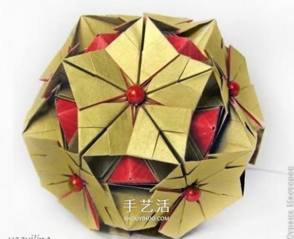 Illustration of folding the beautiful origami handmade three-dimensional snowflake globe in winter