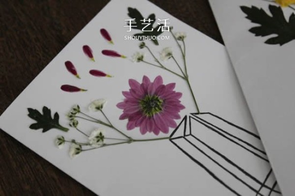 Homemade Mothers Day embossed cards Illustrated methods of using dried flowers to make greeting cards