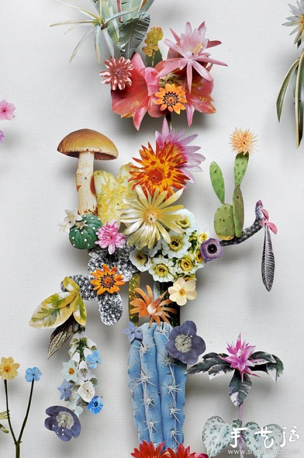 Exquisite DIY paper art works of paper flowers and branches