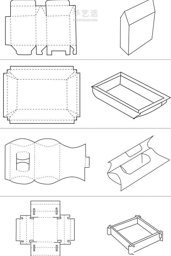 An expanded view of a storage box made from cardboard using a complete illustration of how to fold a storage box