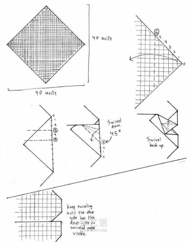 Origami illustration of three-dimensional jack-o