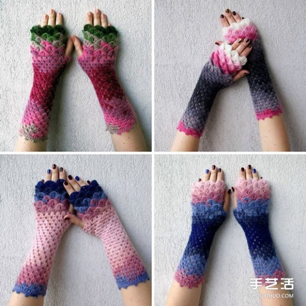 Hand-knitted dragon scale gloves with gradient wool keep you warm and refreshing in winter