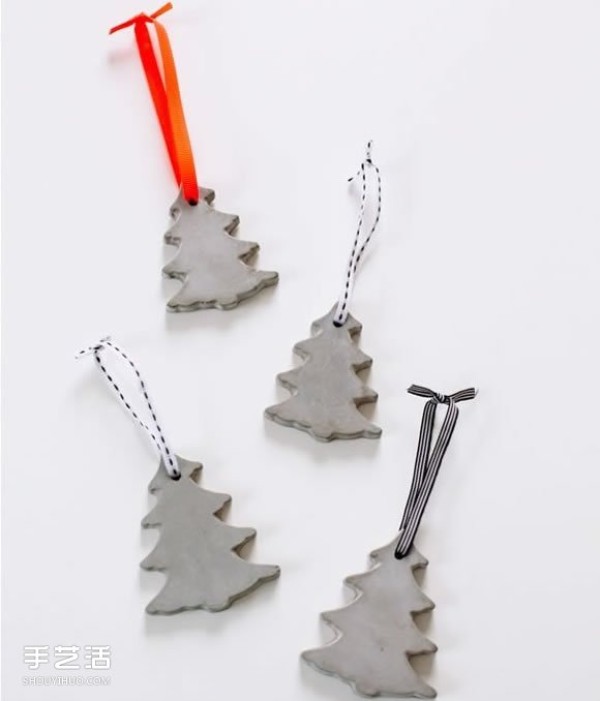 Homemade Cement Christmas Tree Pendant Cement Handmade Christmas Tree Ornament