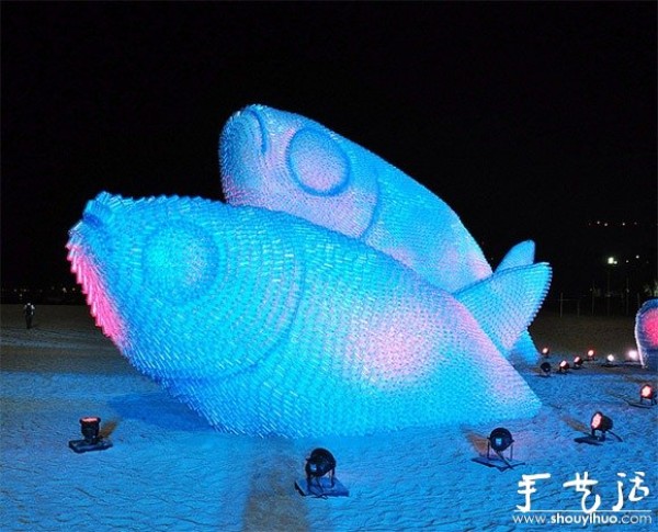 Giant fish DIYed from discarded plastic bottles