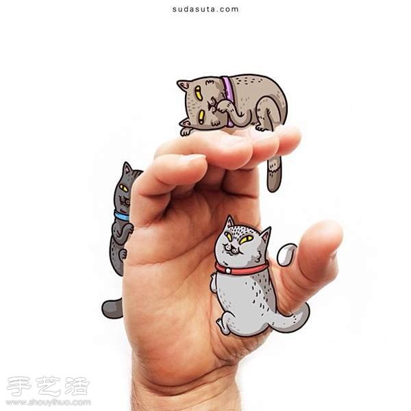 Hand-painting + gestures create hilarious illustration sketches