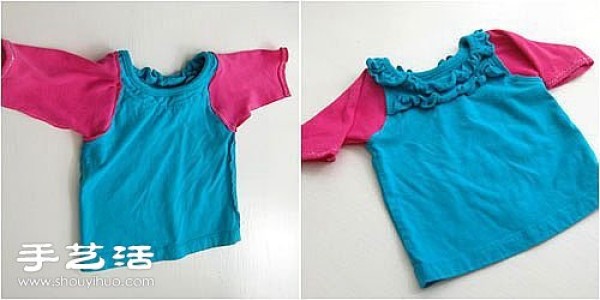 Baby old clothes transformation tutorial DIY simple contrasting color baby clothes