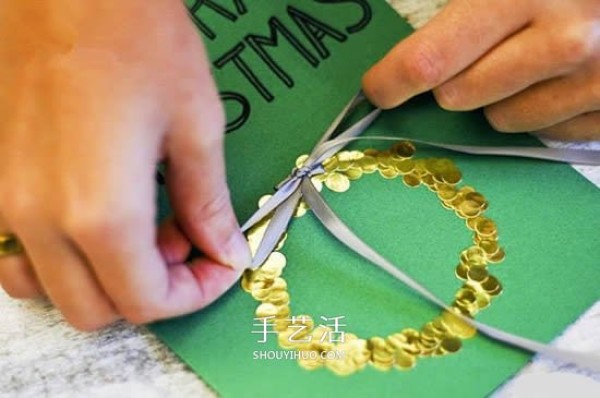 How to make a Christmas wreath greeting card, a simple homemade Christmas card tutorial