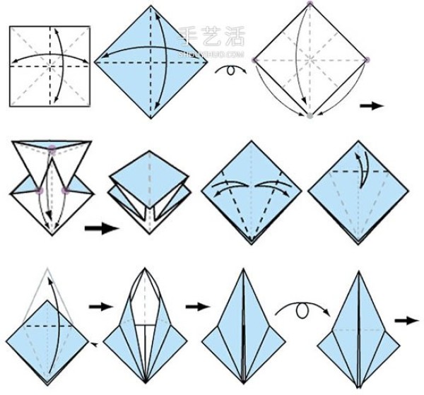 Send good wishes! Simple and detailed illustration of paper crane origami method