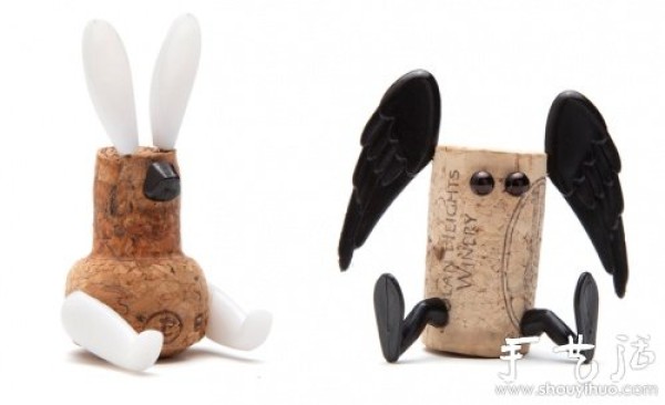 DIY animal dolls with red wine bottle stoppers