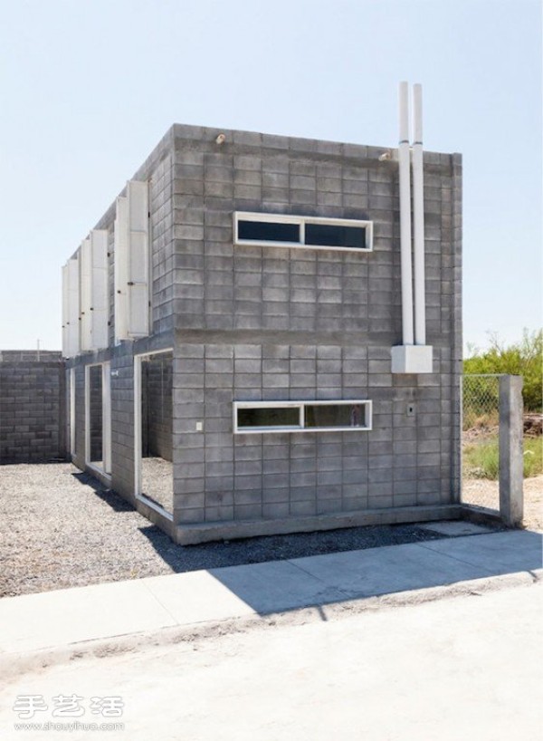 Modern Box House made of concrete blocks