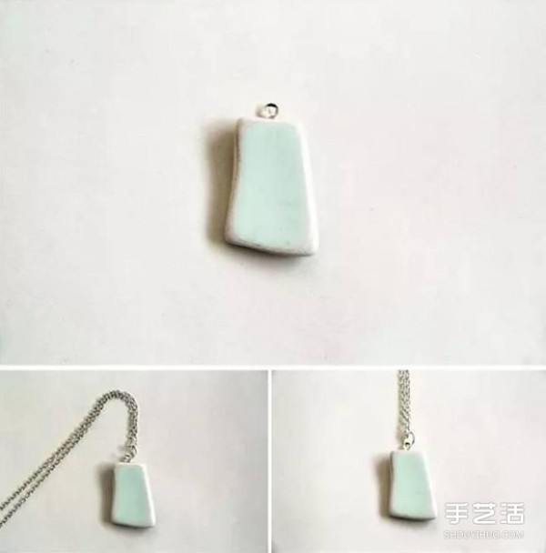 Celadon piece necklace DIY tutorial to make a celadon piece necklace pendant by hand