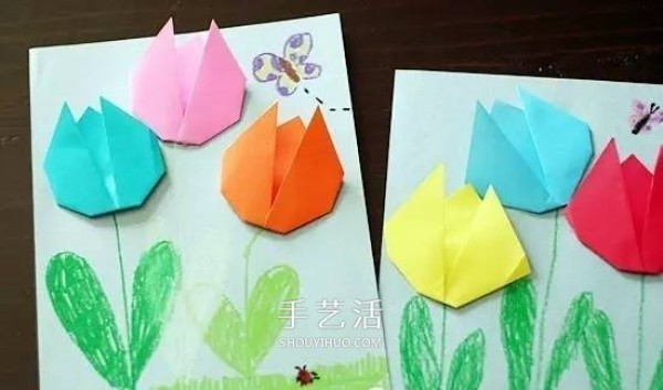 Simple origami carnations to make a beautiful Mothers Day card