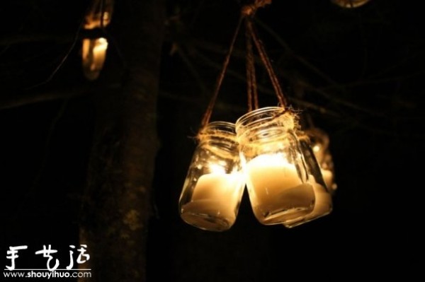 Tutorial on handmade DIY hanging candle holders made from glass bottles