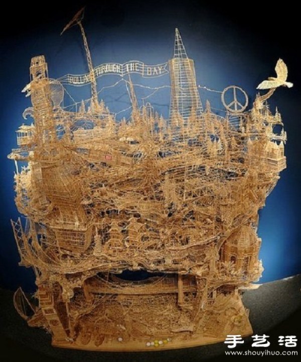 San Francisco street view model was handmade using 100,000 toothpicks in 35 years