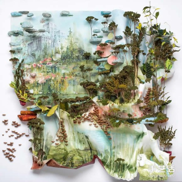 Resembling a painting but not a painting: DIY fantasy and gorgeous three-dimensional landscape painting with mixed materials