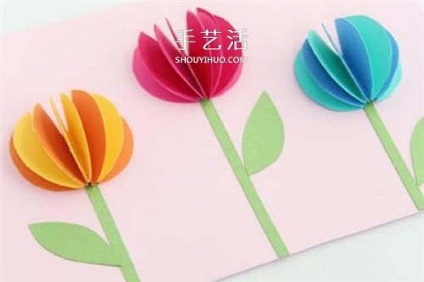 How to make simple tulip flower cards, homemade tulip greeting cards for children