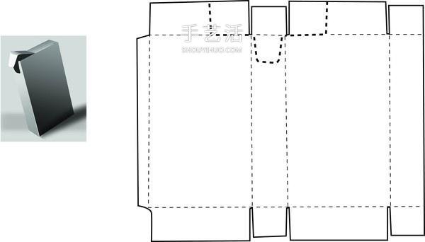 An expanded view of a storage box made from cardboard using a complete illustration of how to fold a storage box