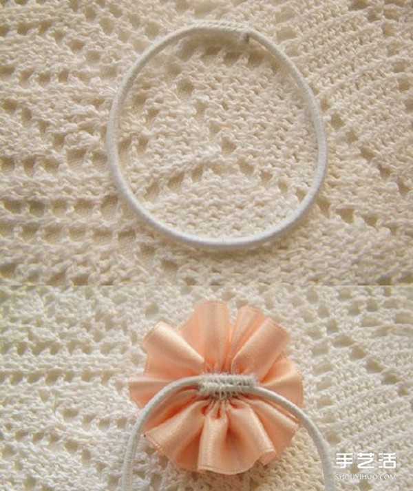 DIY illustrated tutorial on handmade beautiful hair ropes by silk ribbons and flower hair ropes