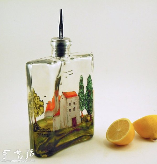 Glass bottle painting: Provence in a bottle