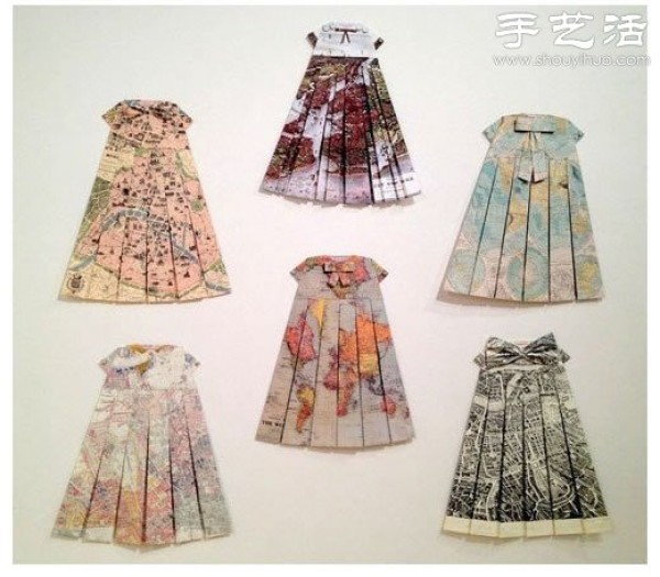 Creative origami DIY: beautiful origami map dress