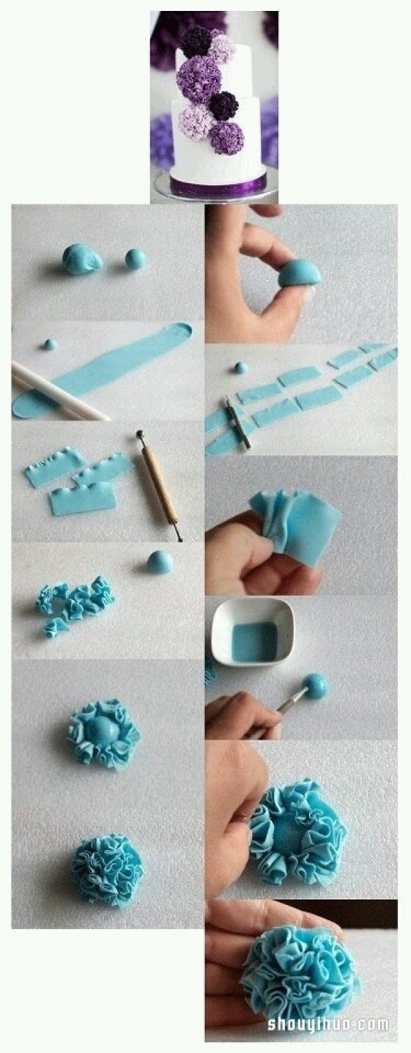 Illustration of how to make beautiful clay flower balls by hand