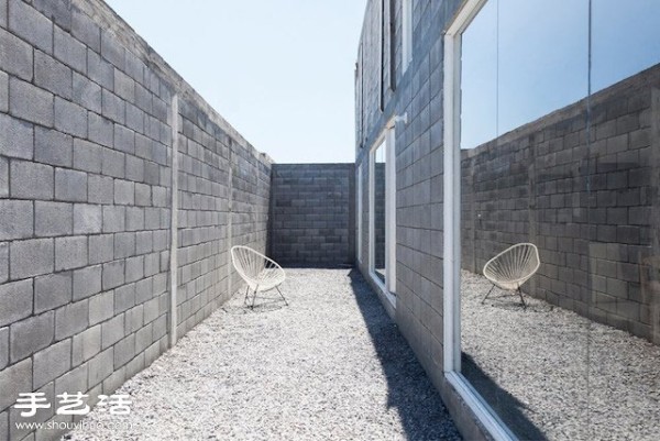 Modern Box House made of concrete blocks