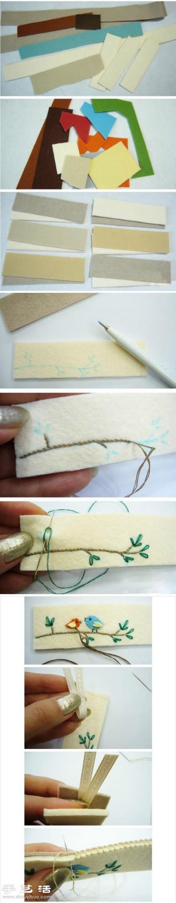 Non-woven bookmark hand-made illustrated tutorial