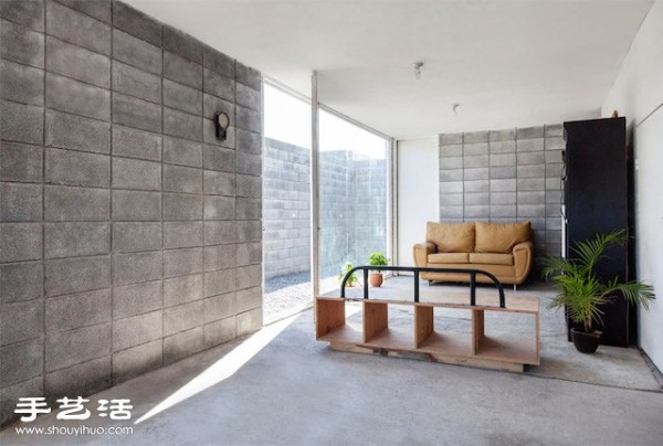 Modern Box House made of concrete blocks