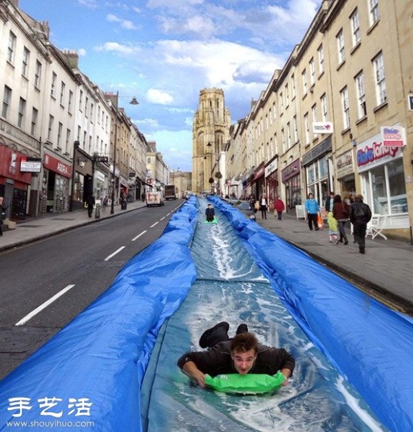 City streets DIY into water slides for commuting to and from get off work