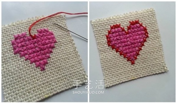 Illustrated tutorial on how to make your own Valentines Day linen love card