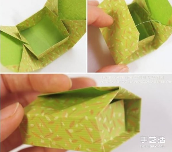 Illustration of a simple origami gift box, how to fold a rectangular gift box