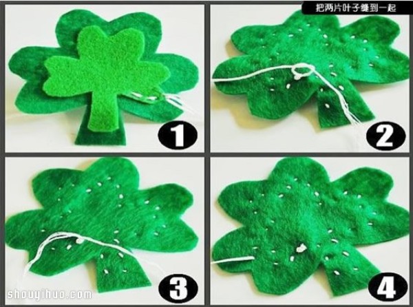 Cute little fresh clover hairpin fabric art hand-making tutorial