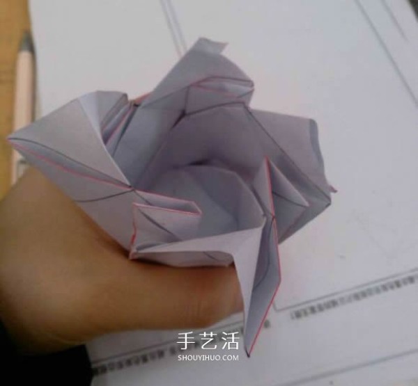 Step-by-step diagram of how to fold a Rothbard rose, origami Fukuyama