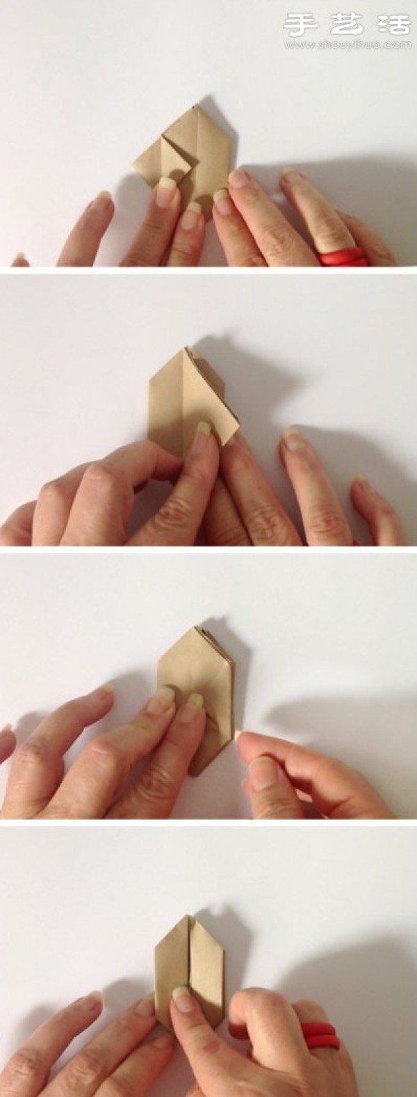 Illustration of how to fold a cute origami rabbit